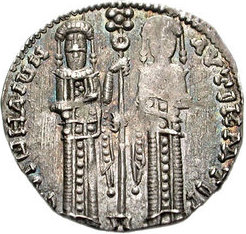 Andronikos II and Michael IX basilikon (cropped)