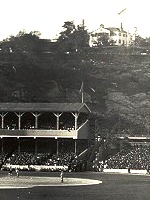 Polo grounds panorama-cropped to show Morris-Jumel Mansion
