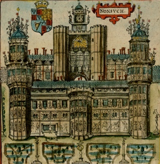 Nonsuch Palace - Speed's Map 1610 colour