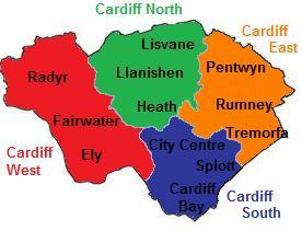 Cardiff map n s e w