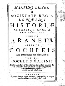 Title Page of Martin Lister's Historiae Animalium Angliae (1678)