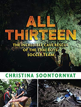 Book cover depicting three images from the cave rescue