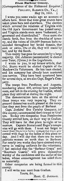 Confederate forces at Grafton, Va., May 24, 1861