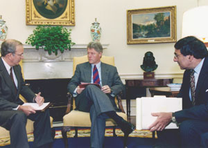 President Bill Clinton with Anthony Lake and Leon Panetta