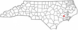 Location in Craven county and the state of North Carolina