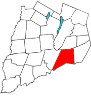 Otsego County map with the Town of Maryland in Red