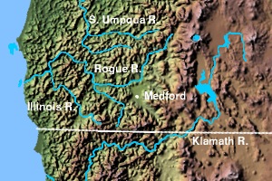 Southwest Oregon rivers map