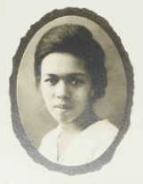 A young African-American woman, in an oval frame.