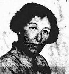Microfilmed newspaper photo of woman with bob hairstyle