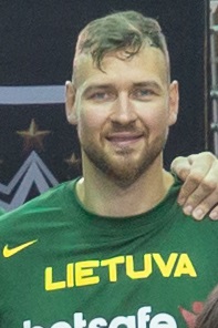 Donatas Motiejūnas with Lithuania men's national basketball team in 2023.jpg