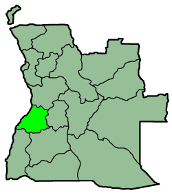 Map of Angola with the province highlighted