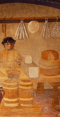 Fifteenth-century food vendor (fresco from Castello di Issogne)
