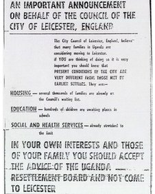 Leicester city council advert on Ugandan Argus