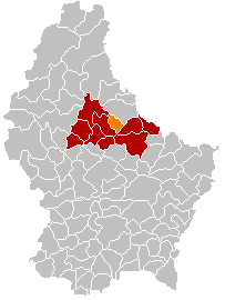 Map showing, in orange, the Diekirch commune