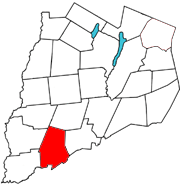 Otsego County map with the Town of Otego in red