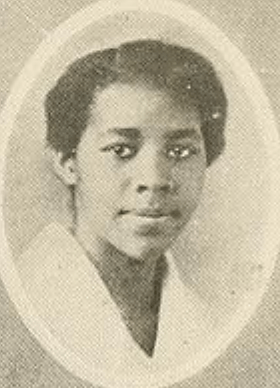 A young Black woman in an oval frame