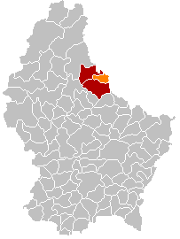 Map showing, in orange, the Vianden commune