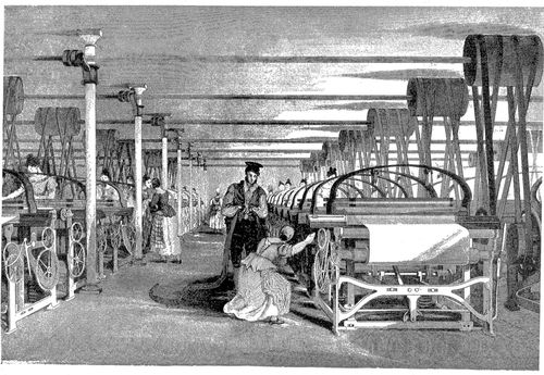 Powerloom weaving in 1835