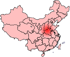 Map showing the province of Henan and two definitions of the Central Plain or Zhongyuan