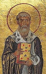 Menologion of Basil II - Patrobulus, Hermas, Linus, Caius, Philologus of 70 disciples (Portrait of Linus)