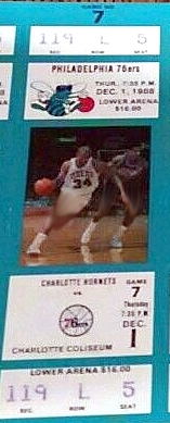 Philadelphia 76ers at Charlotte Hornets 1988-12-01 (ticket)