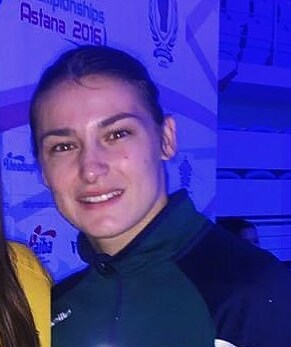 Katie Taylor 2016 Astana World Boxing Championship - Katie with Skye Nicolson (cropped)
