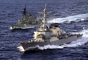 010519-N-4790M-005 - USS John McCain (DDG-56) and Australian ship at sea
