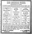 Ad in Atlanta Constitution November 17, 1916 for Imperial Hotel featuring menus
