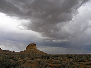 Chaco Canyon Fajada Butte summer stormclouds