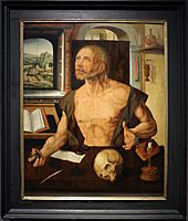 Joos van cleve (da), san girolamo penitente nello studio, 1545 ca