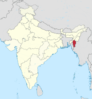 Mizoram in India (disputed hatched)