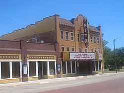 The restored Historic Ritz Theatre in Wellington. In 2011, the theatre was among 100 national finalists in the "This Place Matters" competition of the National Trust for Historic Preservation.