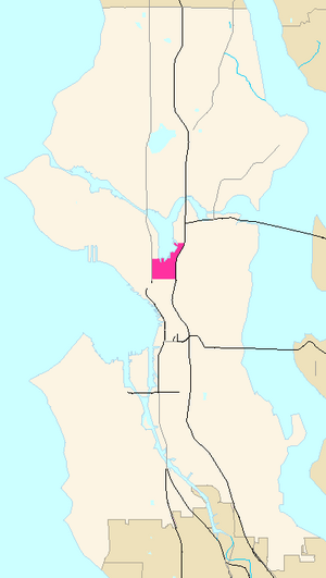 South Lake Union Highlighted in Pink