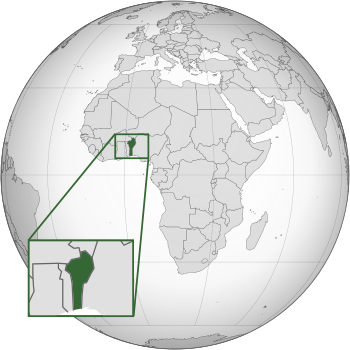 Location of  Benin  (dark green)
