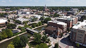 Aerial view of downtown Naperville.