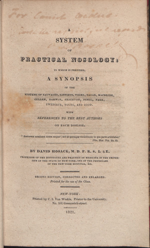 Hosack - System of practical nosology, 1821 - 771181