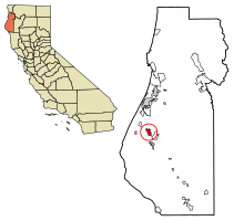 Location of Fortuna in Humboldt County, California