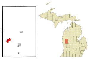 Newaygo County Michigan Incorporated and Unincorporated areas Fremont Highlighted.svg