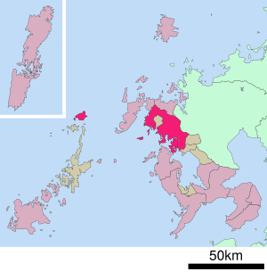 Location of Sasebo in Nagasaki Prefecture