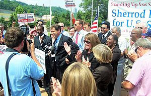 Sherrod Brown at a campaign rally for U.S. Senate in 2006