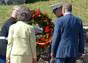 US Navy 090219-N-1522S-009 Spain's King Juan Carlos I and Queen Sofia lay a wreath with Marines at Fort George in remembrance of General Bernardo de Galvez and his army