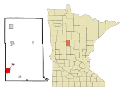Location of the city of Wadenawithin Wadena County, Minnesota