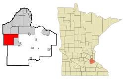 Location of the city of Lakevillewithin Dakota County, Minnesota