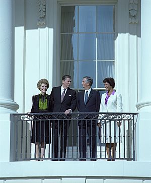 Departure Ceremony for visit of Prime Minister Edward Seaga and Mitzy Seaga of Jamaica with President Ronald Reagan and Nancy Reagan