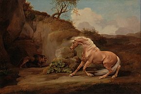 George Stubbs - Horse Frightened by a Lion - Google Art Project (2416309)
