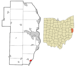 Location of Rayland in Jefferson County and in the state of Ohio