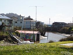 Houses are built along canals in King Salmon