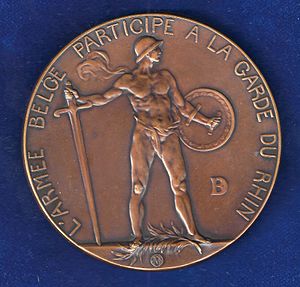 Belgium 1919 Medal by Dubois Occupation of Germany after the Peace of Versailles, reverse