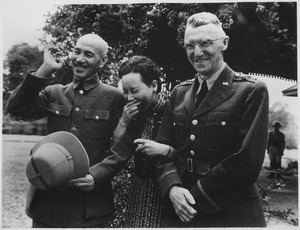 Generalissimo and Madame Chiang Kai Shek and Lieutenant General Joseph W. Stilwell, Commanding General, China... - NARA - 531135