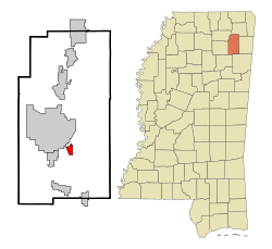 Location of Plantersville, Mississippi